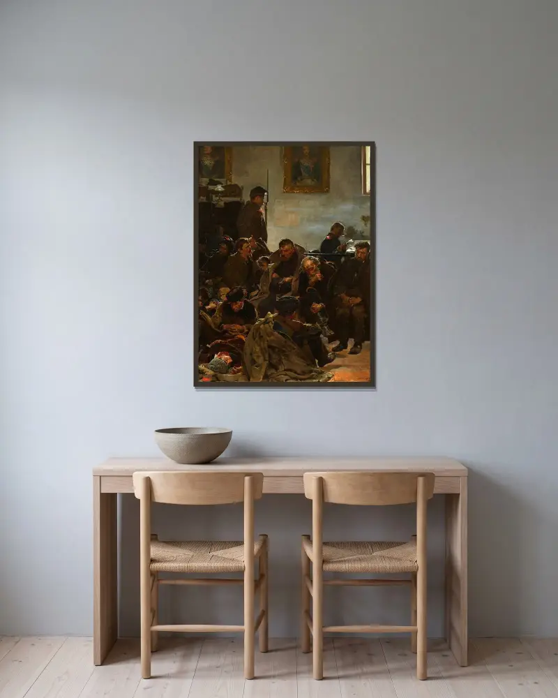 På väg till exil (Straffångar på väg till Sibirien) av Jacek Malczewski inramad på en vägg