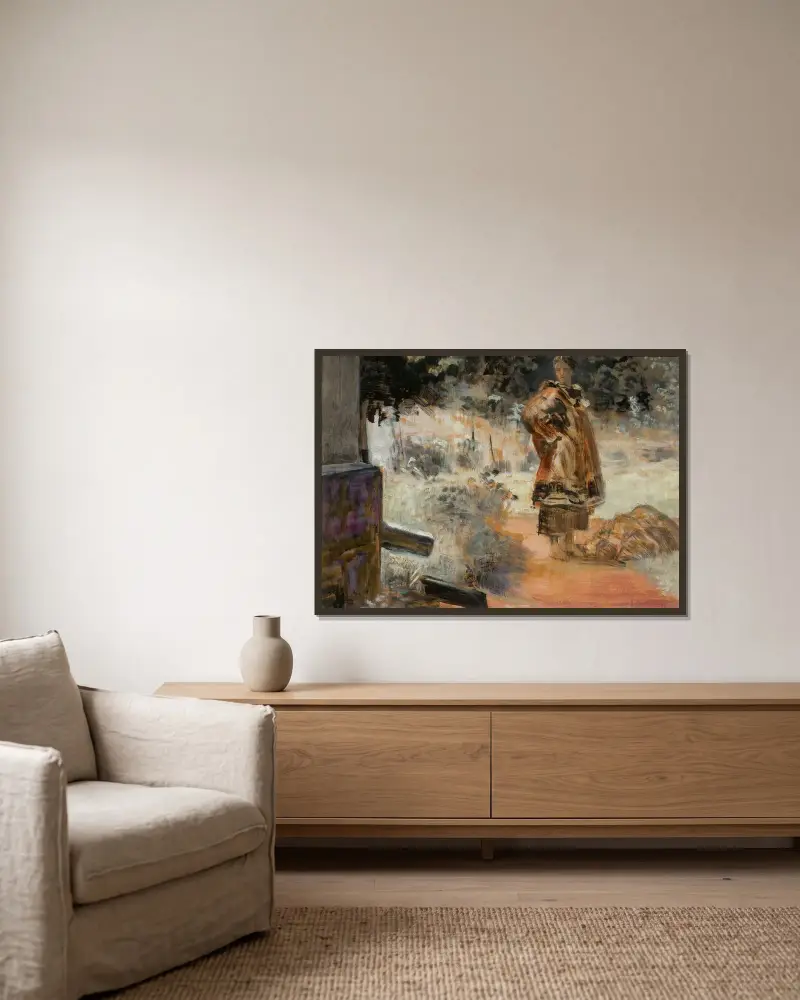 Förgiftad vattenbrunn, skiss av Jacek Malczewski inramad på en vägg