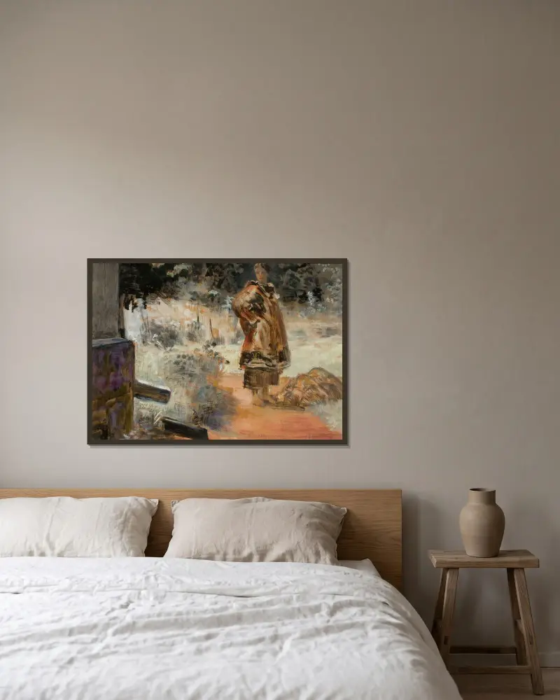 Förgiftad vattenbrunn, skiss av Jacek Malczewski inramad på en vägg