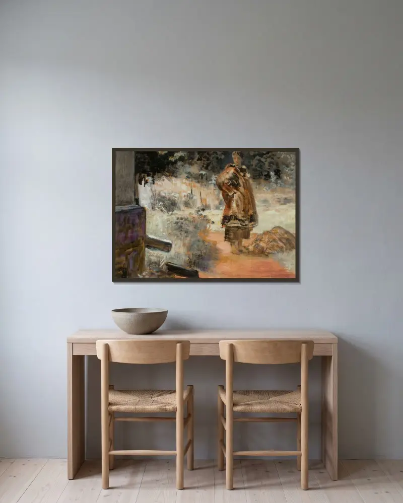 Förgiftad vattenbrunn, skiss av Jacek Malczewski inramad på en vägg