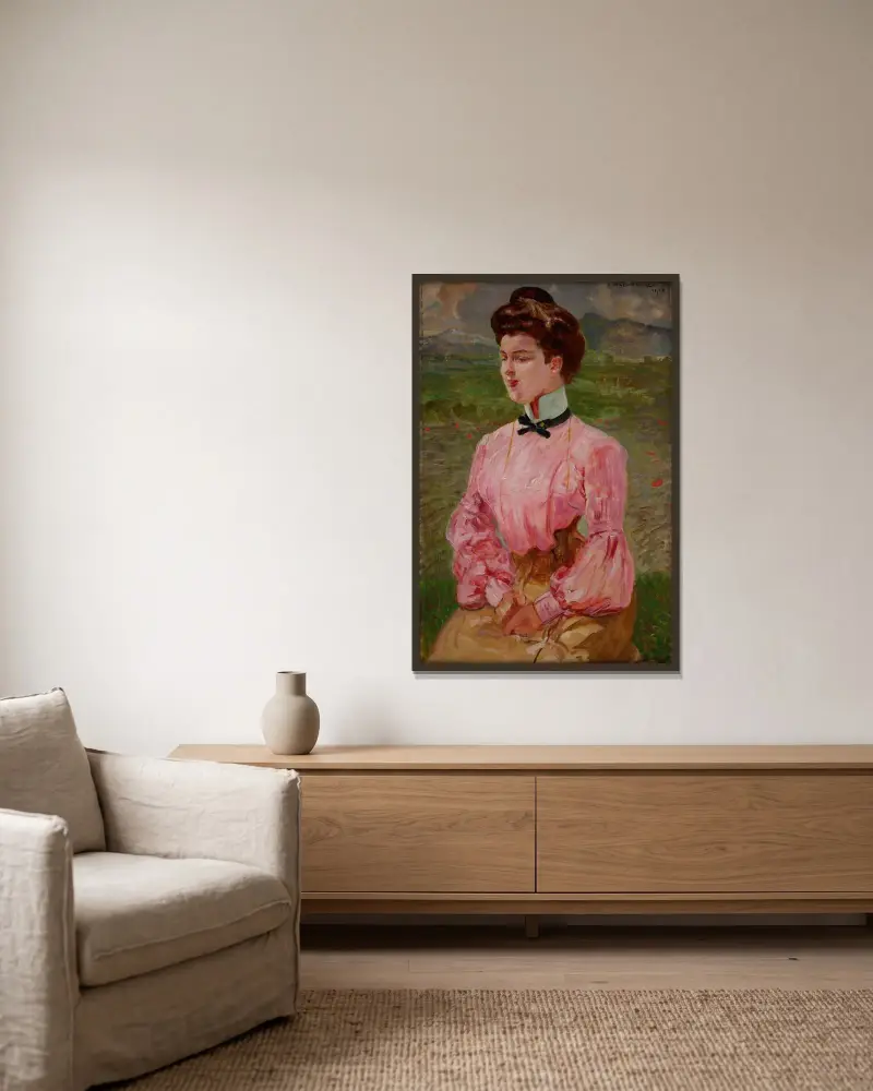 Porträtt av en ung dam av Jacek Malczewski inramad på en vägg