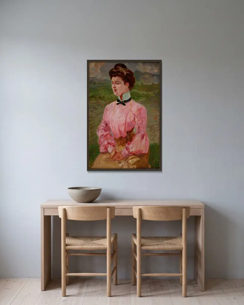 Porträtt av en ung dam av Jacek Malczewski inramad på en vägg