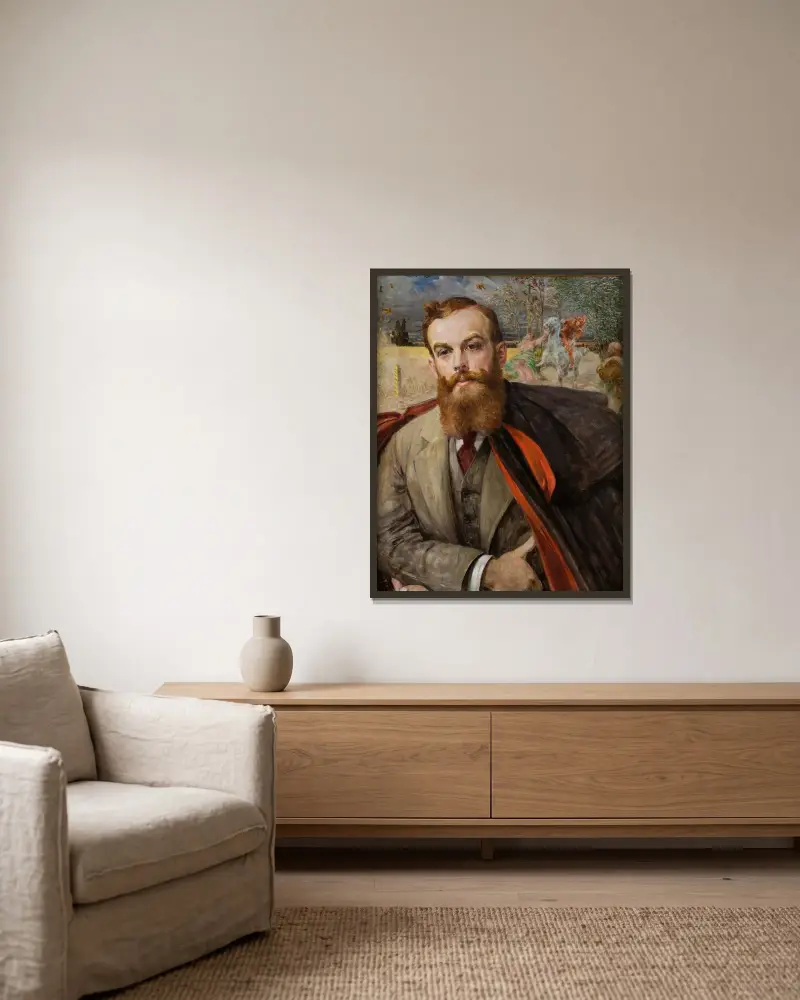 Porträtt av Adam Łada-Cybulski av Jacek Malczewski inramad på en vägg