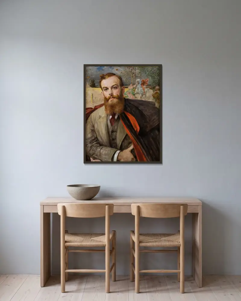 Porträtt av Adam Łada-Cybulski av Jacek Malczewski inramad på en vägg