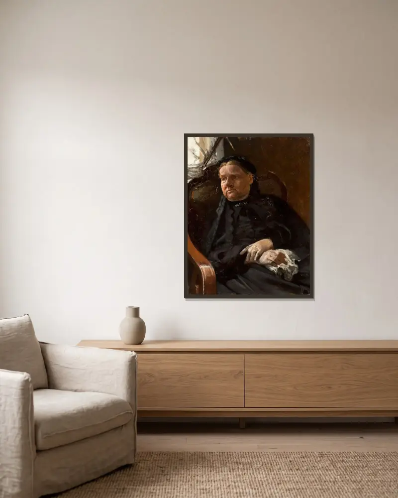Konstnärens mor av Jacek Malczewski inramad på en vägg