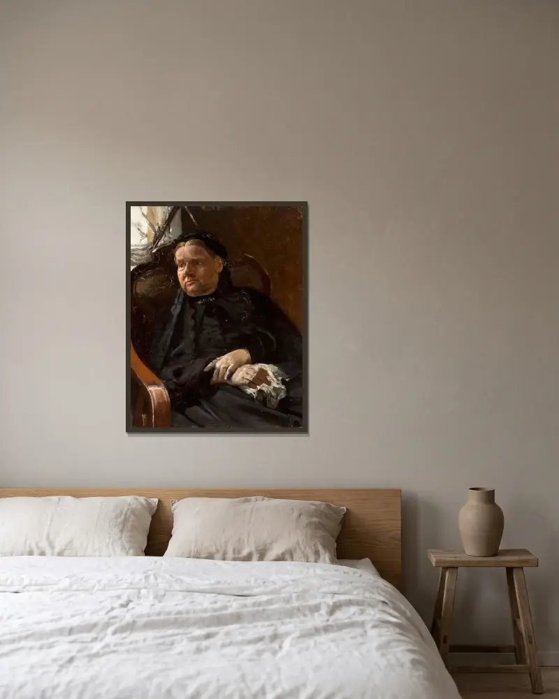 Konstnärens mor av Jacek Malczewski inramad på en vägg