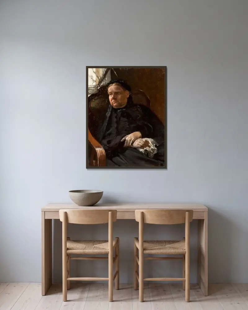 Konstnärens mor av Jacek Malczewski inramad på en vägg