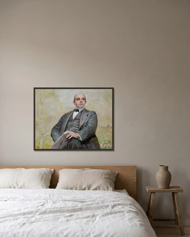 Portrait of Edward Maurizio av Jacek Malczewski inramad på en vägg