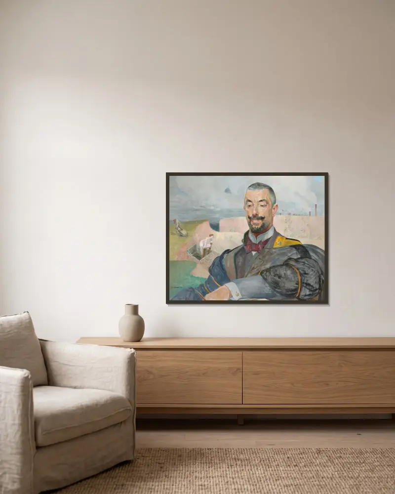 Portrait of Erazm Barącz av Jacek Malczewski inramad på en vägg