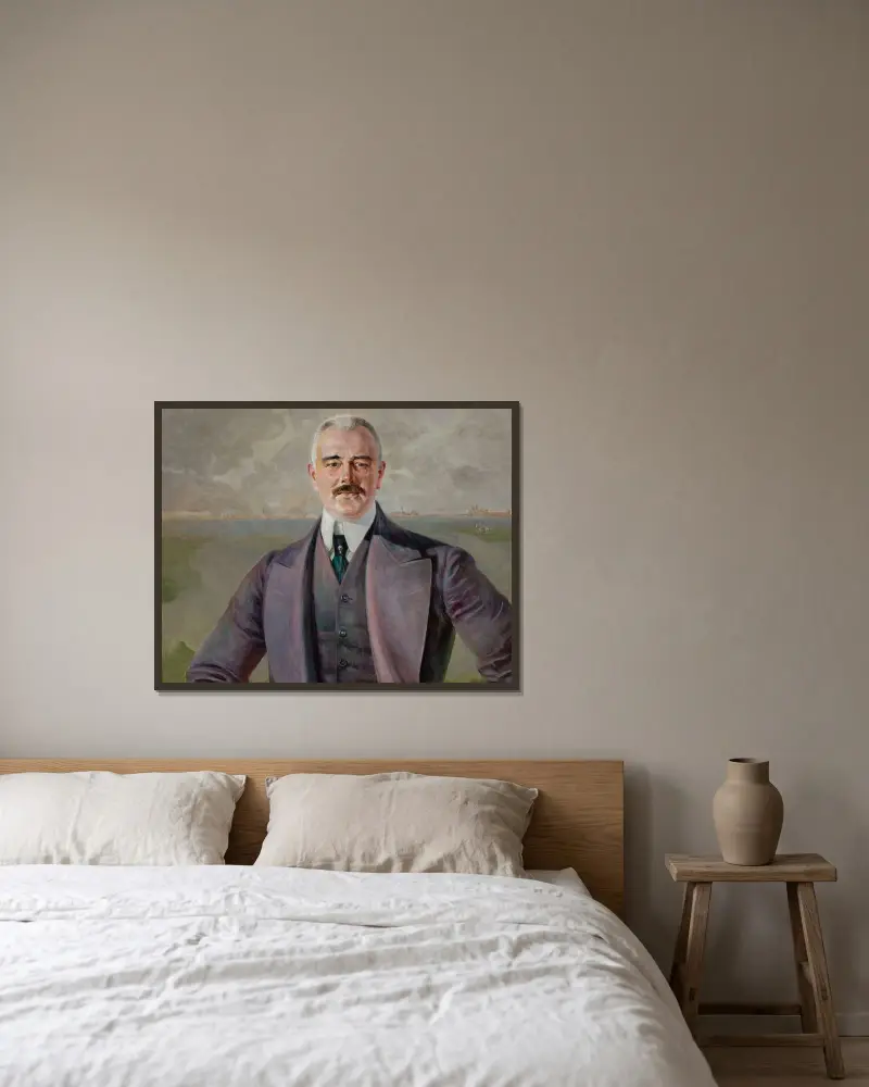 Portrait of J. Armółowicz av Jacek Malczewski inramad på en vägg