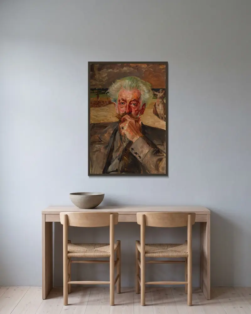 Portrait of Jarosław Odrowąż-Pieniążek av Jacek Malczewski inramad på en vägg