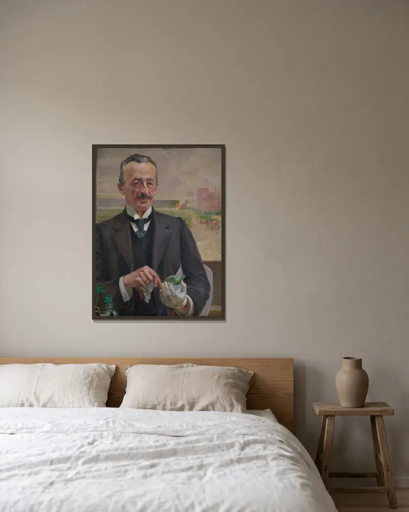 Portrait of Józef Sare, Vice-President of the City of Krakow av Jacek Malczewski inramad på en vägg