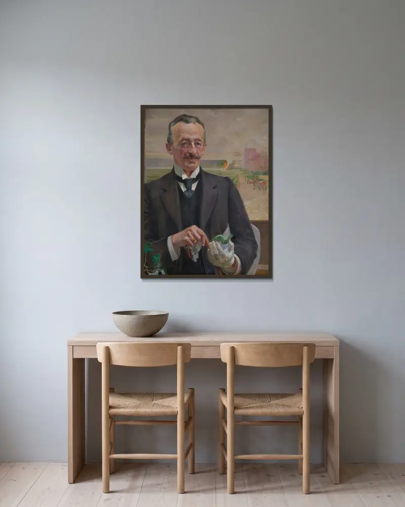 Portrait of Józef Sare, Vice-President of the City of Krakow av Jacek Malczewski inramad på en vägg