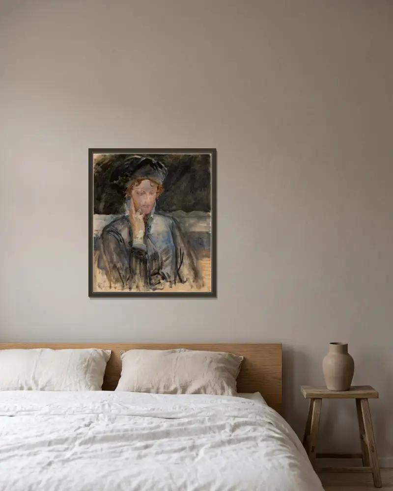 Porträtt av Maria Balowa av Jacek Malczewski inramad på en vägg