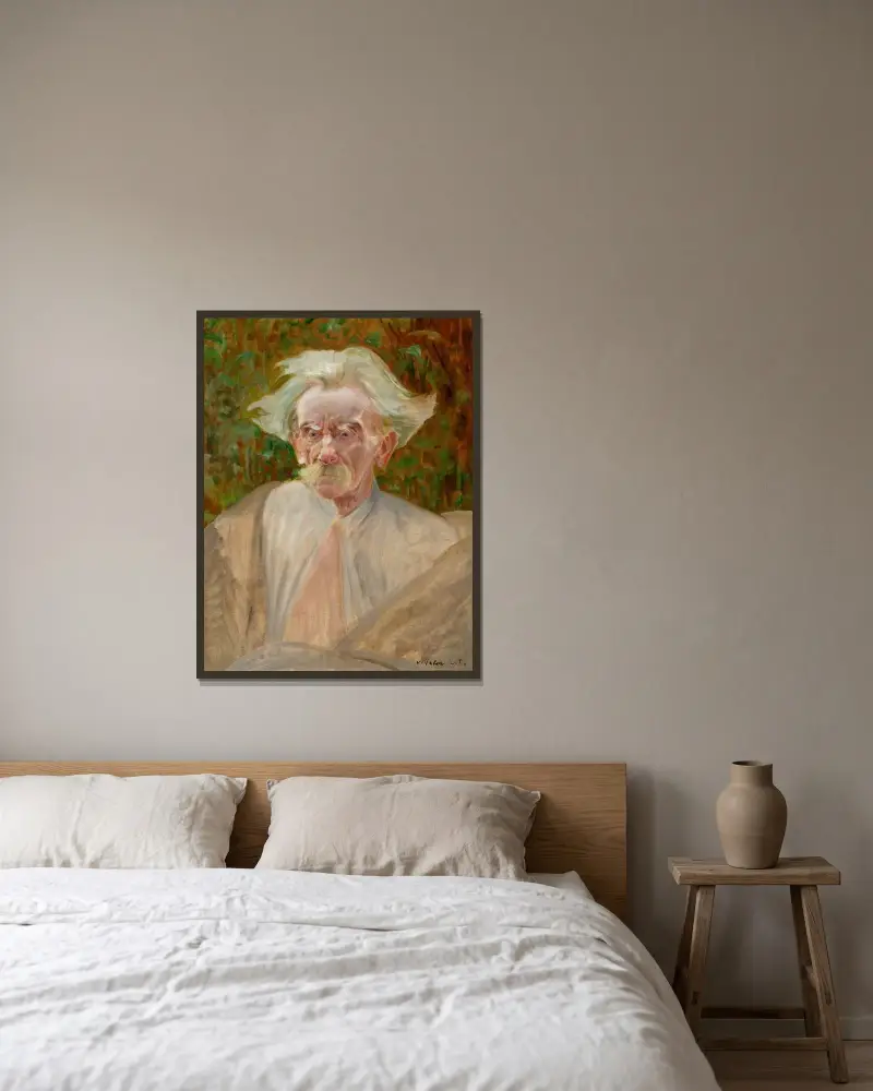 Porträtt av Stanisław Bryniarski av Jacek Malczewski inramad på en vägg