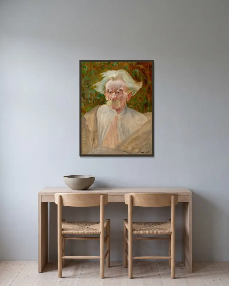 Porträtt av Stanisław Bryniarski av Jacek Malczewski inramad på en vägg