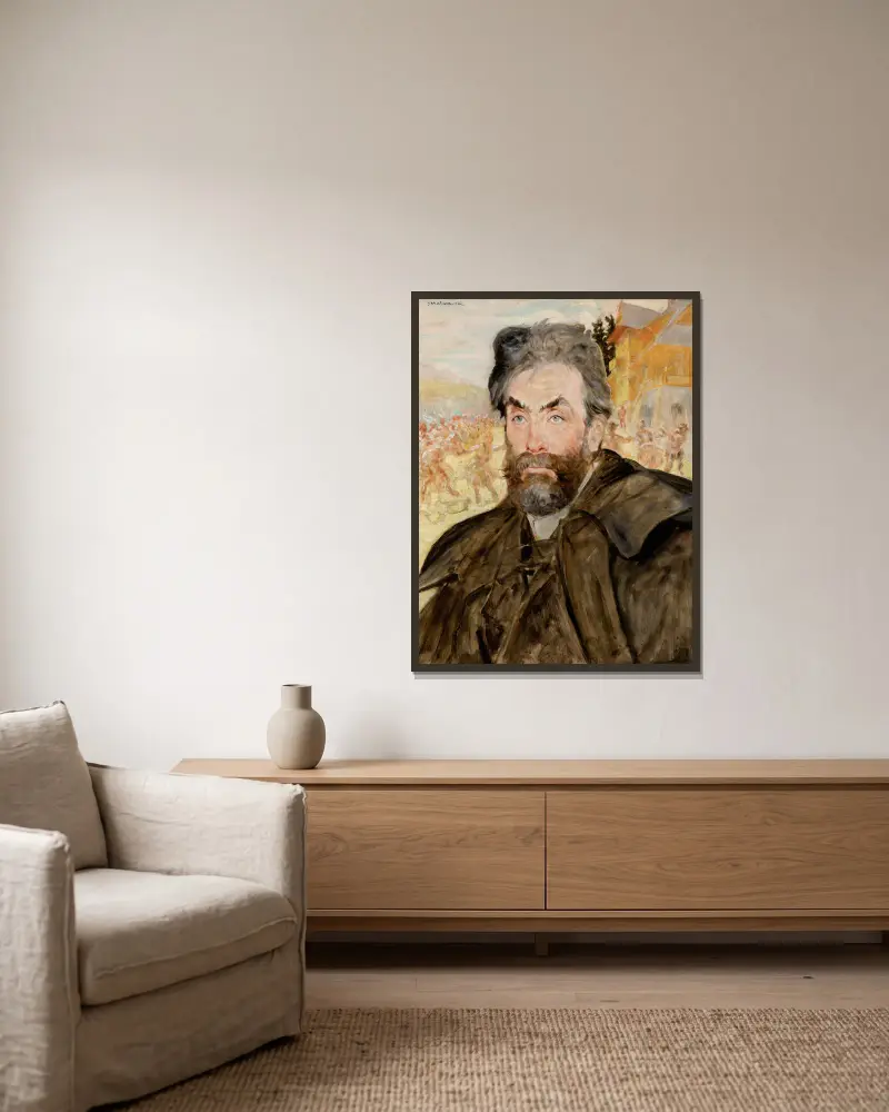 Portrait of Stanisław Witkiewicz av Jacek Malczewski inramad på en vägg
