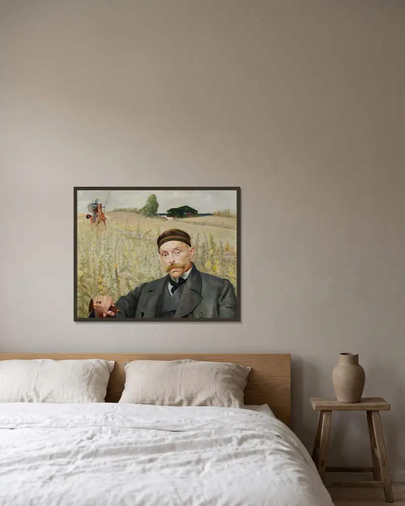Porträtt av Wacław Karczewski av Jacek Malczewski inramad på en vägg