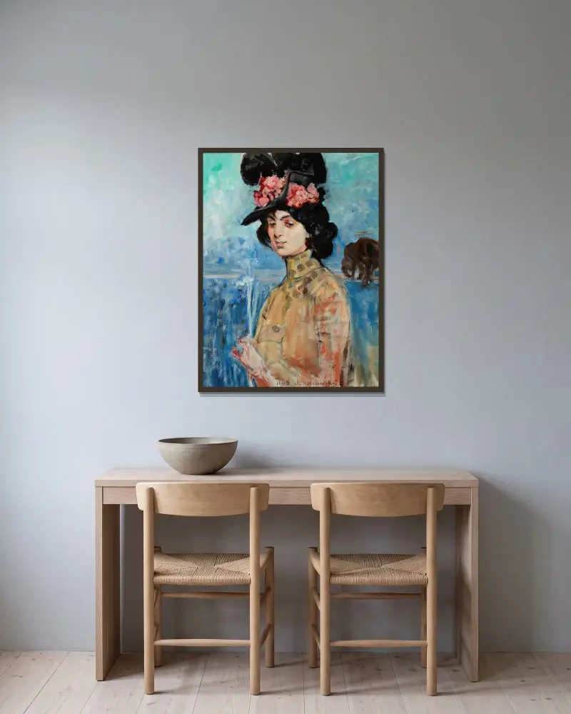 Portrait of Zofia Atteslander av Jacek Malczewski inramad på en vägg