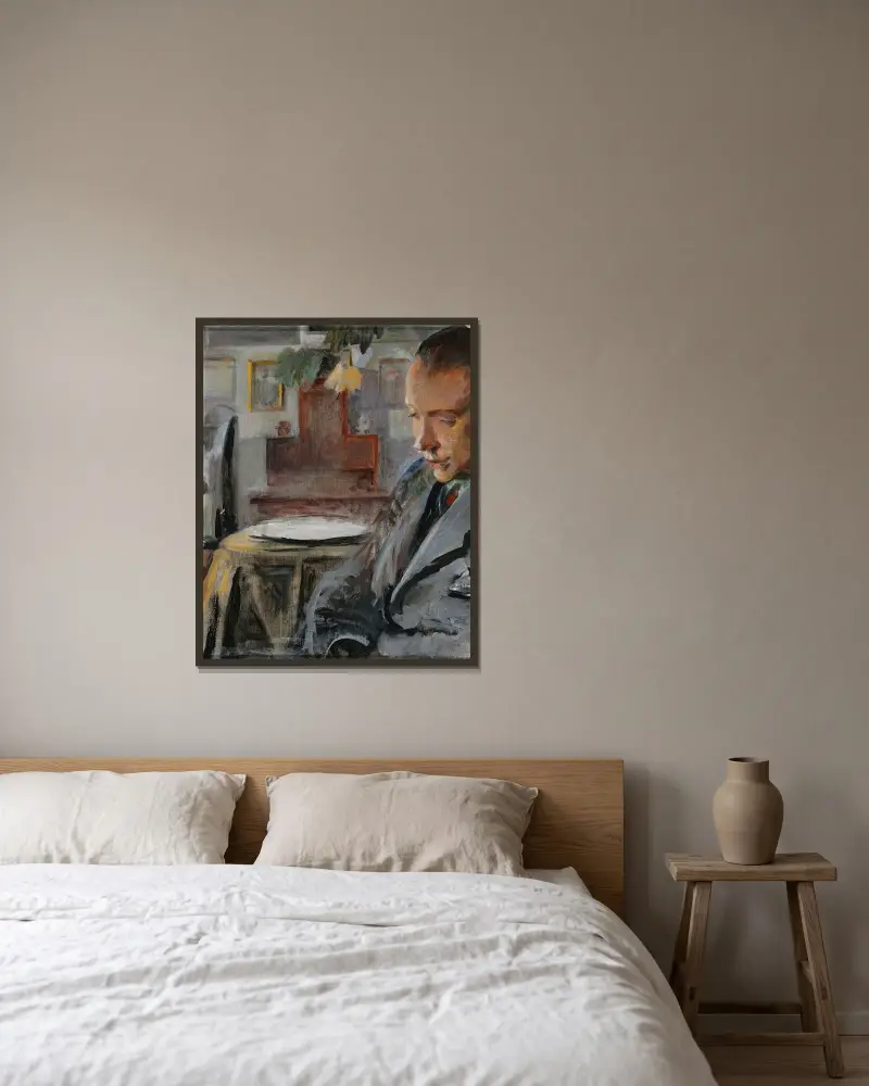 Portrait study (Rafał, the artist’s son) von Jacek Malczewski gerahmt an einer Wand