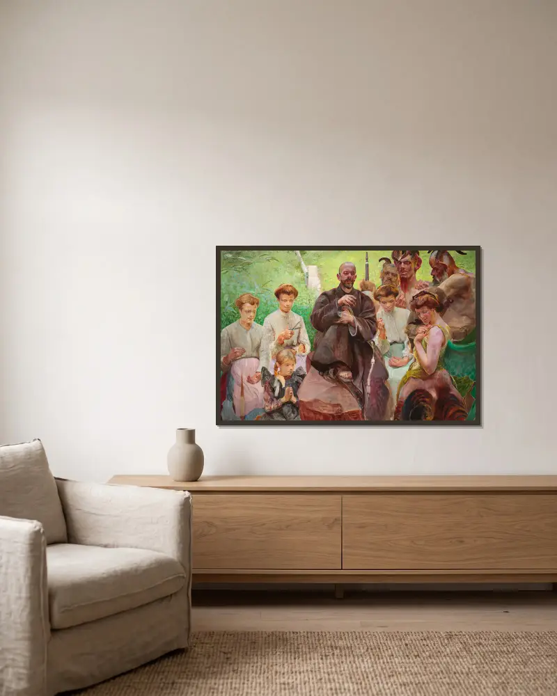 Der heilige Franziskus von Jacek Malczewski gerahmt an einer Wand