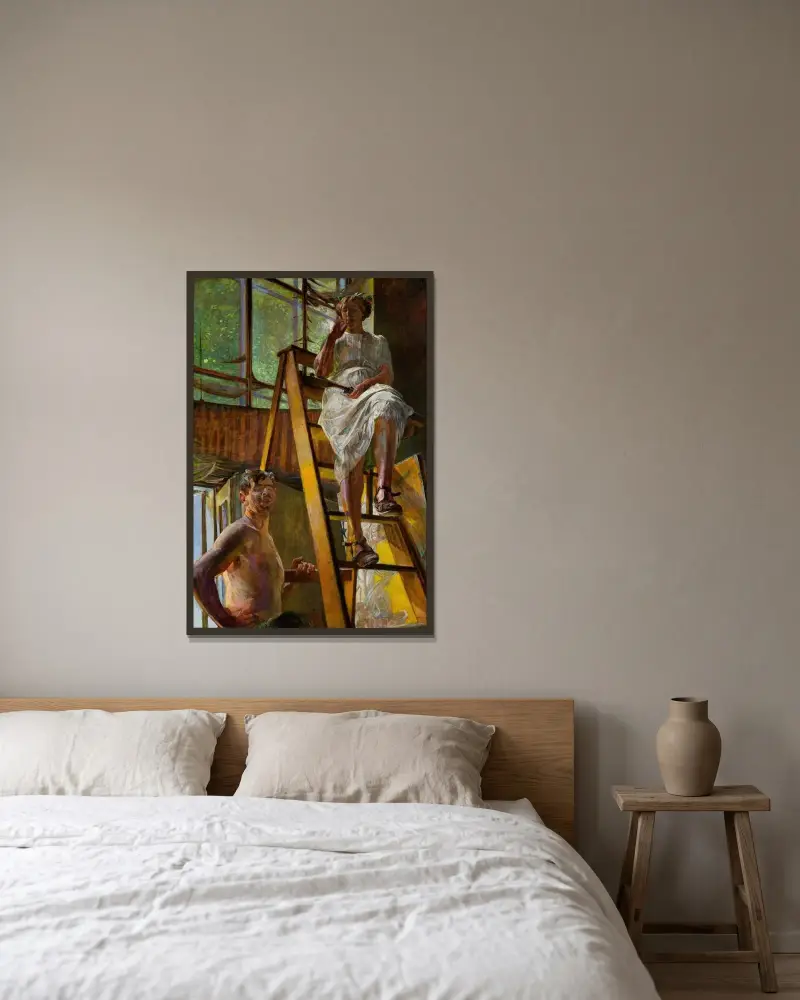 Satyr and a Model von Jacek Malczewski gerahmt an einer Wand
