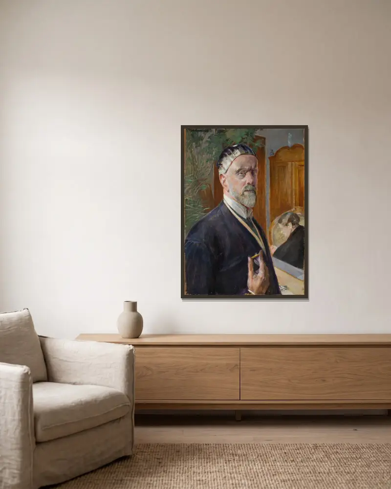 Självporträtt av Jacek Malczewski inramad på en vägg