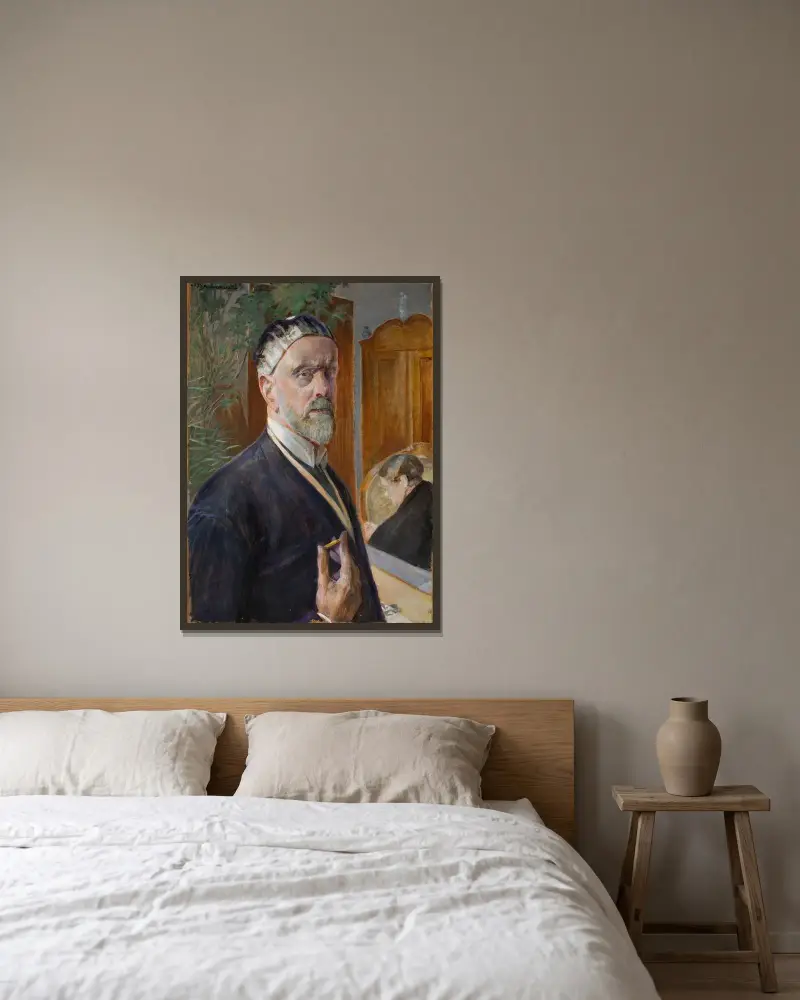 Självporträtt av Jacek Malczewski inramad på en vägg