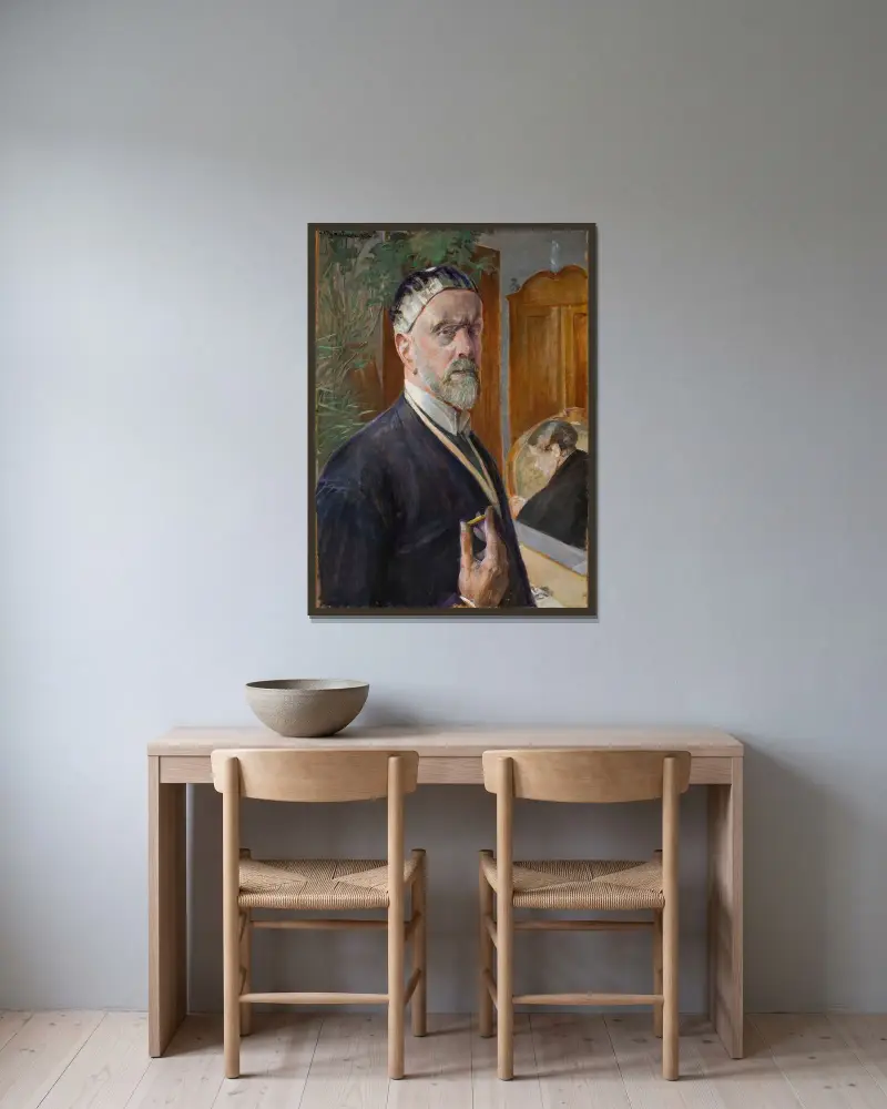 Självporträtt av Jacek Malczewski inramad på en vägg