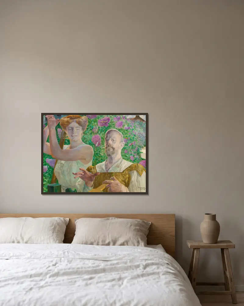 Autoportret z muzą i budleją, Jacek Malczewski w ramie na ścianie