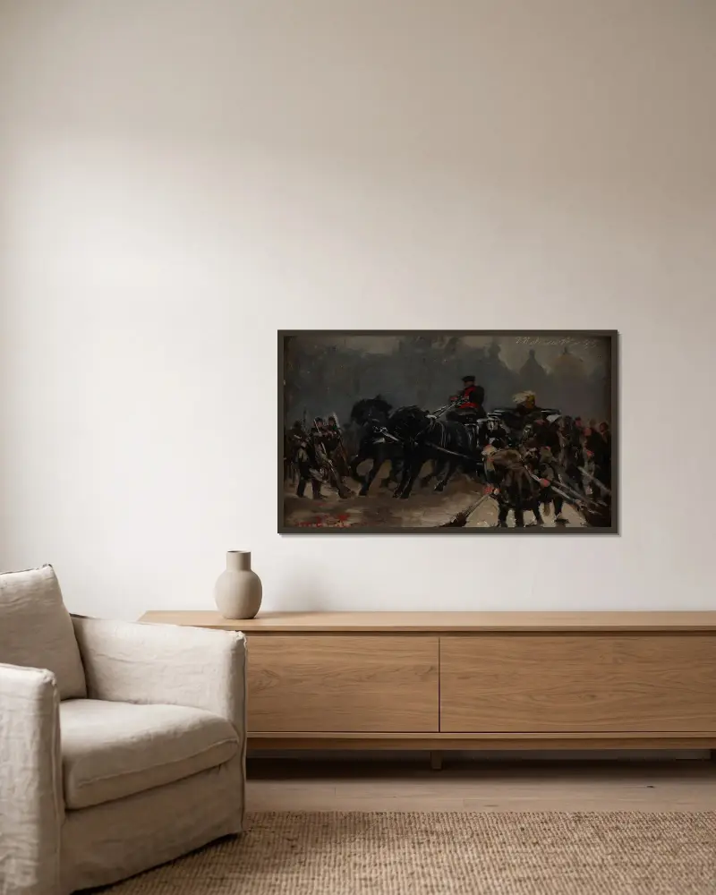Där kommer tsaren av Jacek Malczewski inramad på en vägg