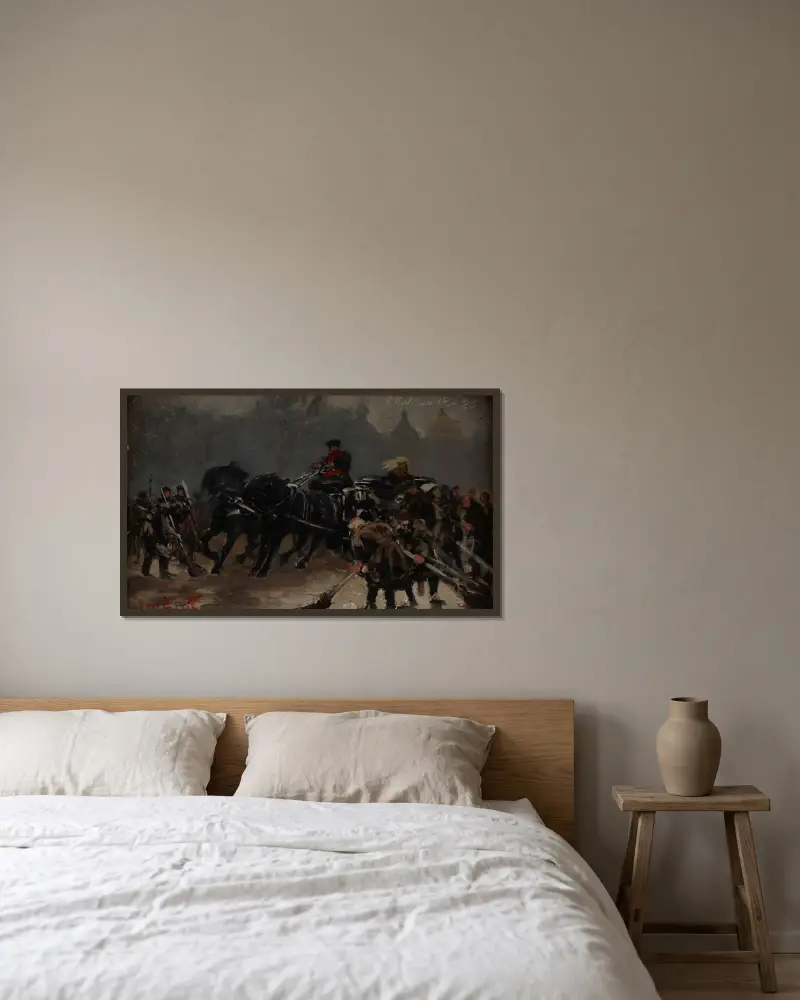 Där kommer tsaren av Jacek Malczewski inramad på en vägg