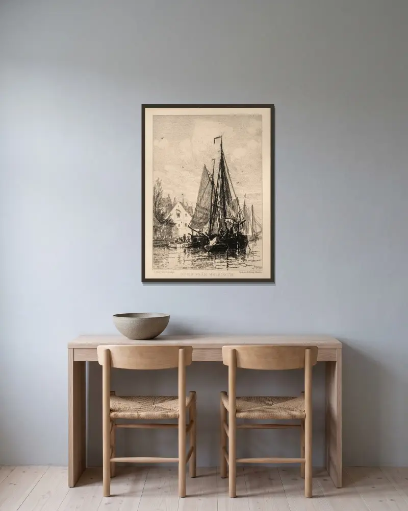 Motif from Helsingør av Jacob Hägg inramad på en vägg