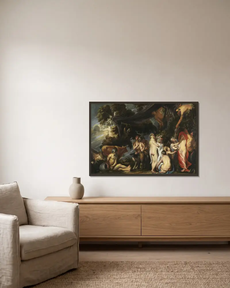 Allegory of Fertility av Jacob Jordaens inramad på en vägg