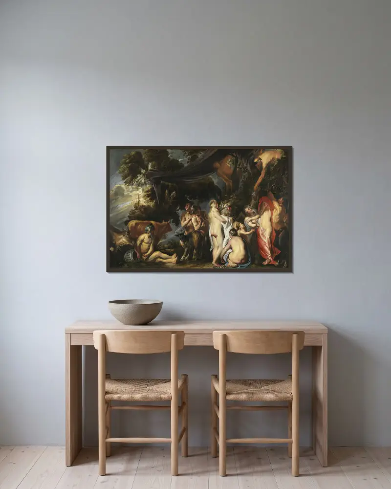 Allegory of Fertility av Jacob Jordaens inramad på en vägg