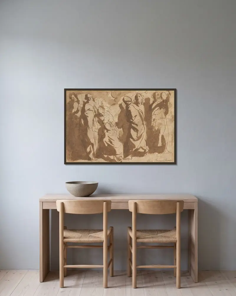 Kristus botar den lame av Jacob Jordaens inramad på en vägg