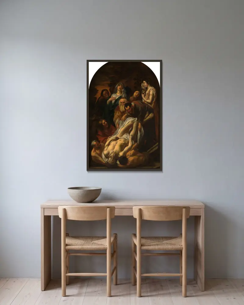 Christ’s Entombment av Jacob Jordaens inramad på en vägg