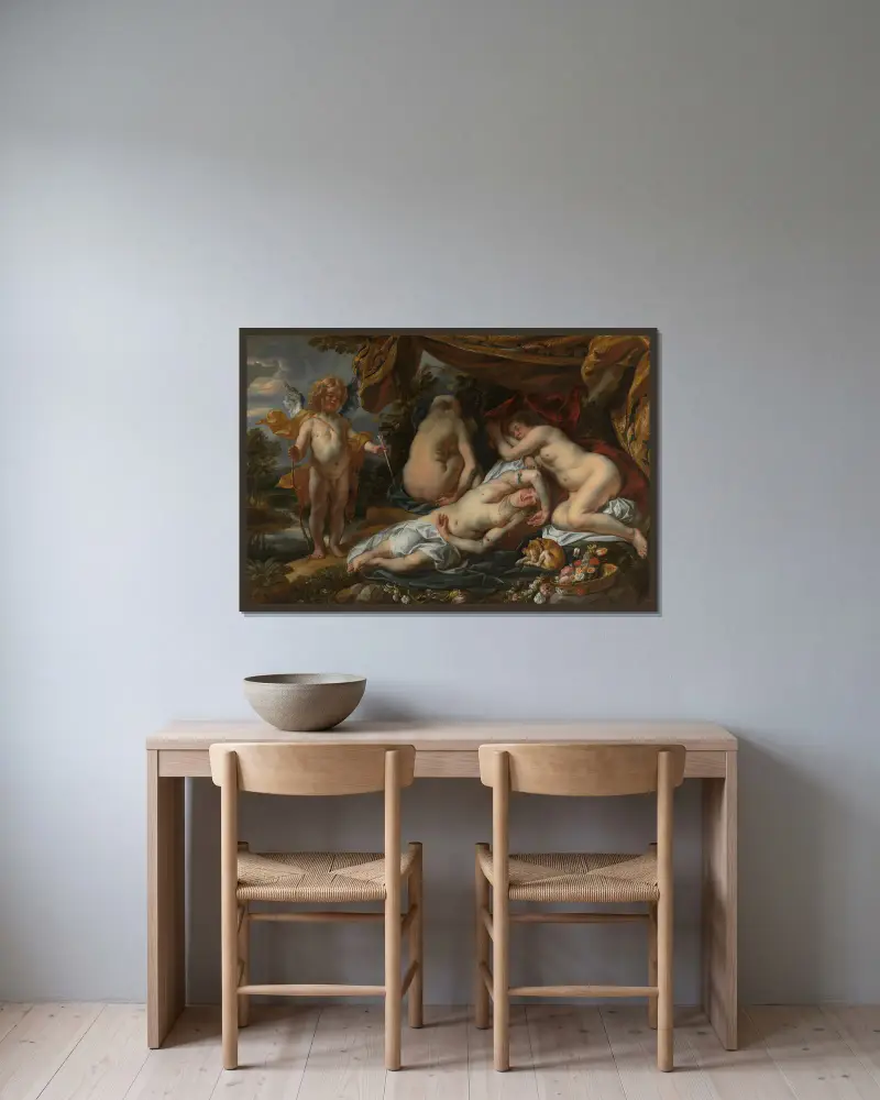 Amor i Psyche, Jacob Jordaens w ramie na ścianie