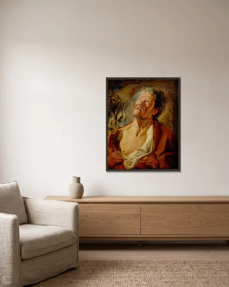 Job av Jacob Jordaens inramad på en vägg