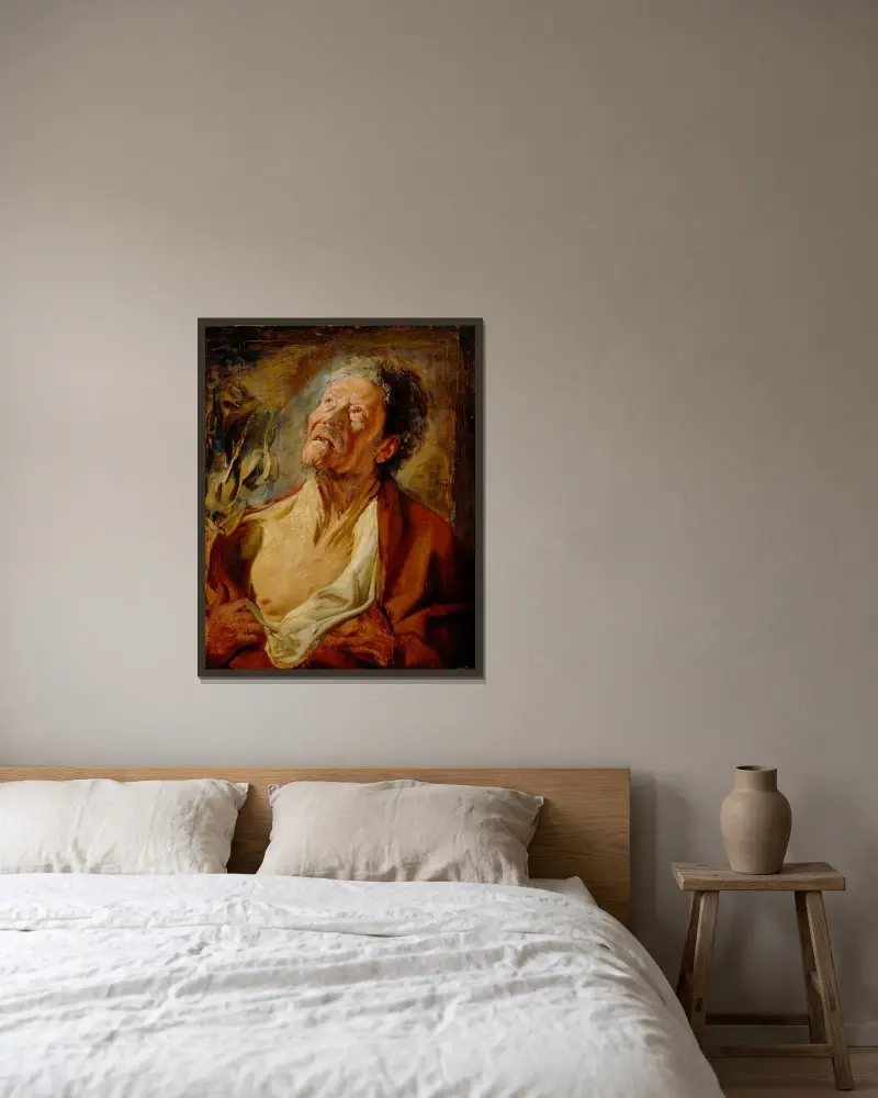 Job av Jacob Jordaens inramad på en vägg