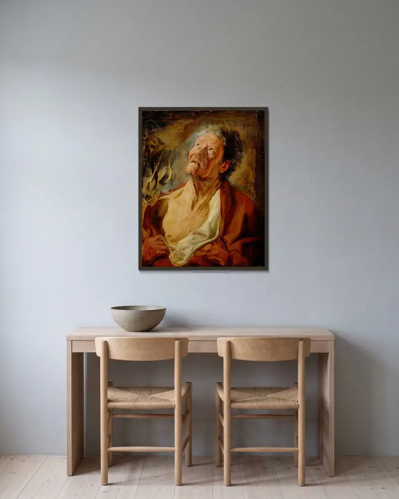 Job av Jacob Jordaens inramad på en vägg