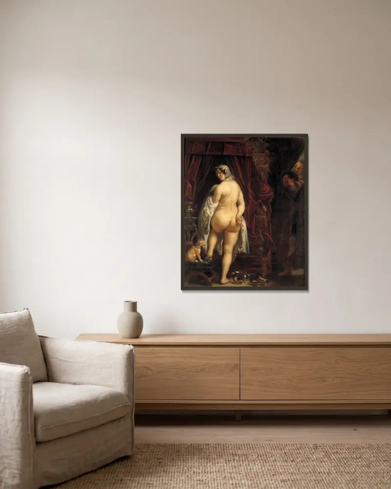 Król Kandaules z Lidii pokazuje swoją żonę Gygesowi, Jacob Jordaens w ramie na ścianie