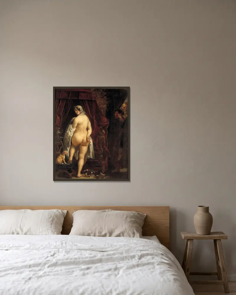 Król Kandaules z Lidii pokazuje swoją żonę Gygesowi, Jacob Jordaens w ramie na ścianie