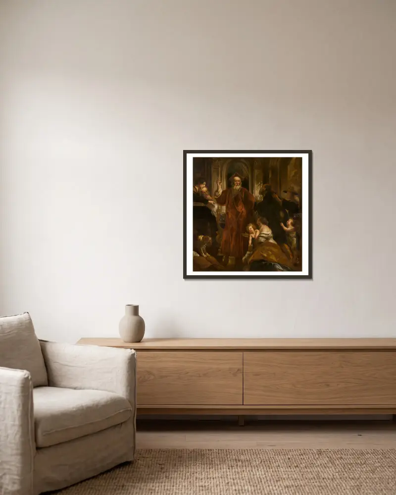 Saint Ivo of Brittany av Jacob Jordaens inramad på en vägg
