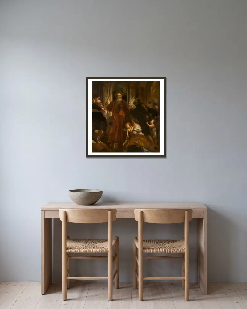 Saint Ivo of Brittany av Jacob Jordaens inramad på en vägg