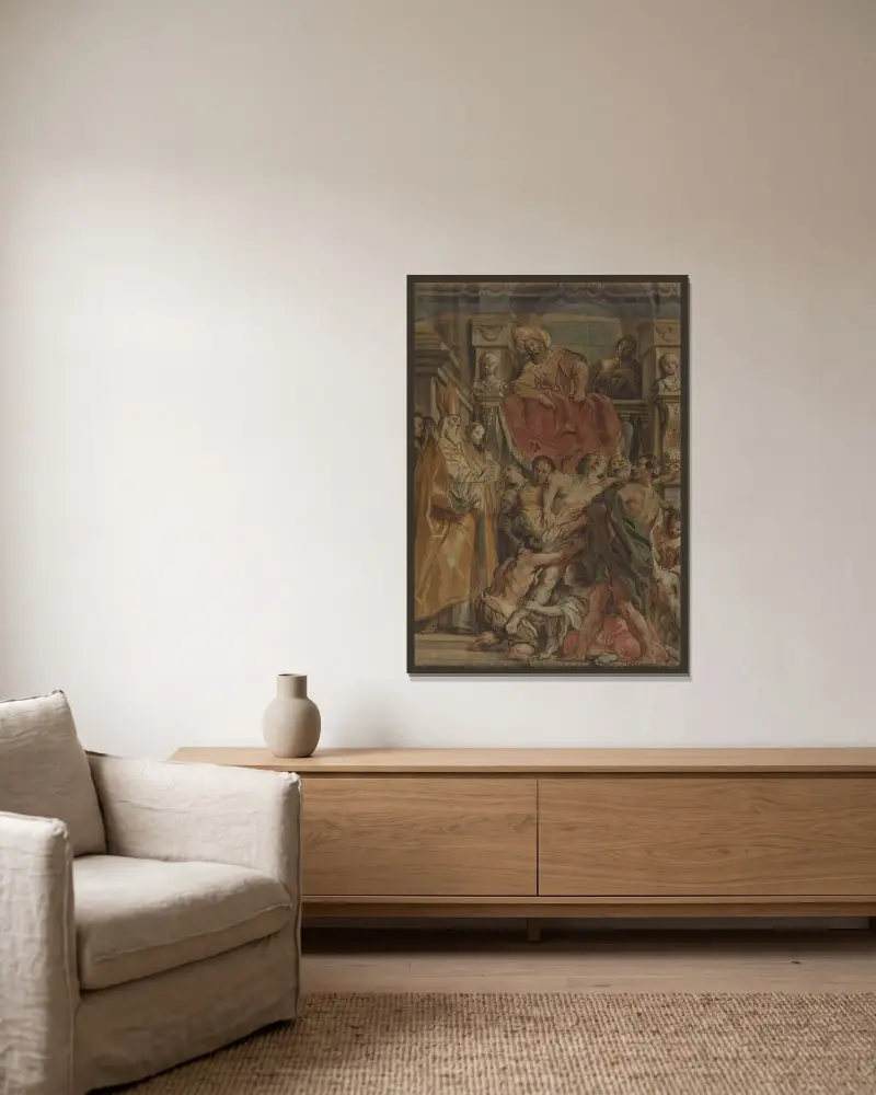 Święty Marcin z Tours uzdrawia sługę Tetrodiusza, Jacob Jordaens w ramie na ścianie