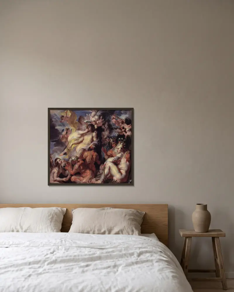Aeneas apoteos av Jacob Jordaens inramad på en vägg