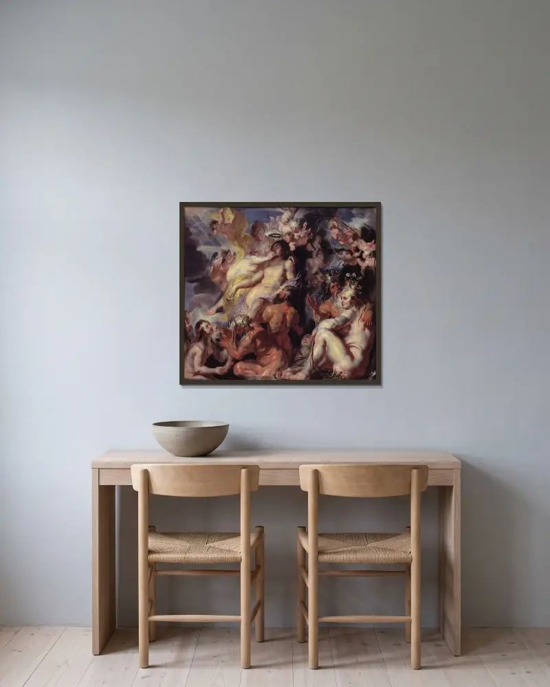 Aeneas apoteos av Jacob Jordaens inramad på en vägg