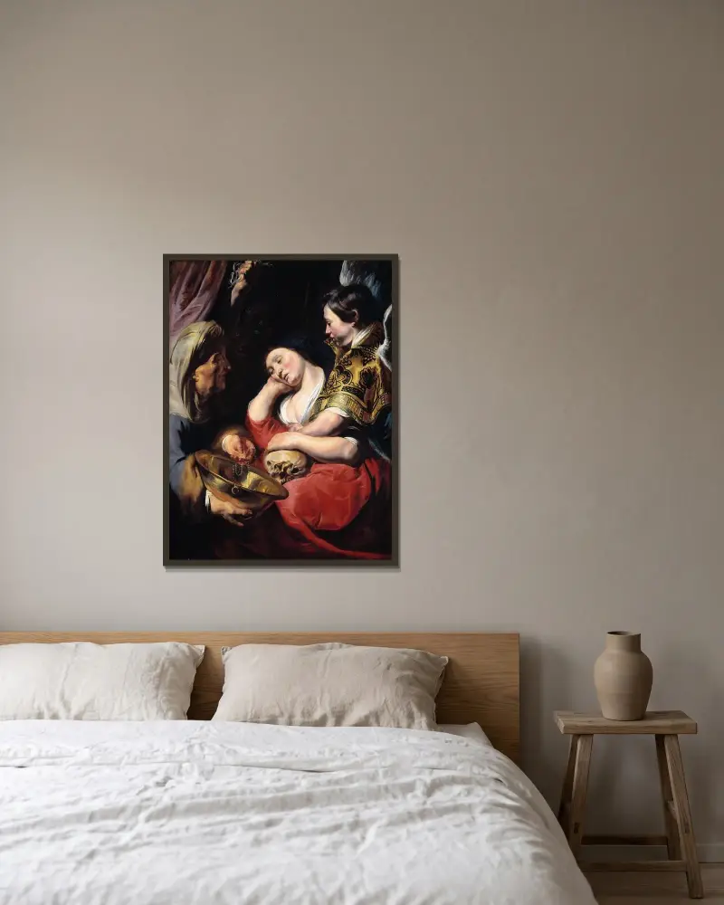 Magdalenas frestelse av Jacob Jordaens inramad på en vägg