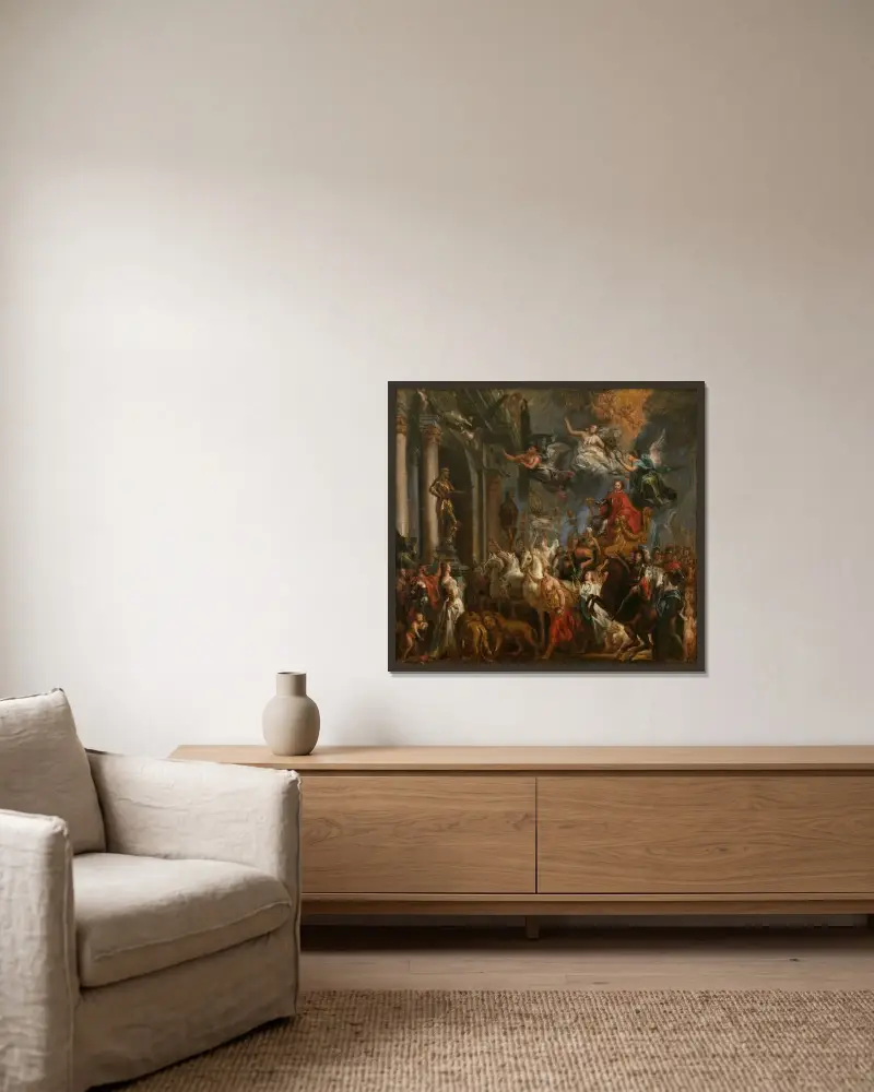 Fredrik Hendriks triumf av Jacob Jordaens inramad på en vägg